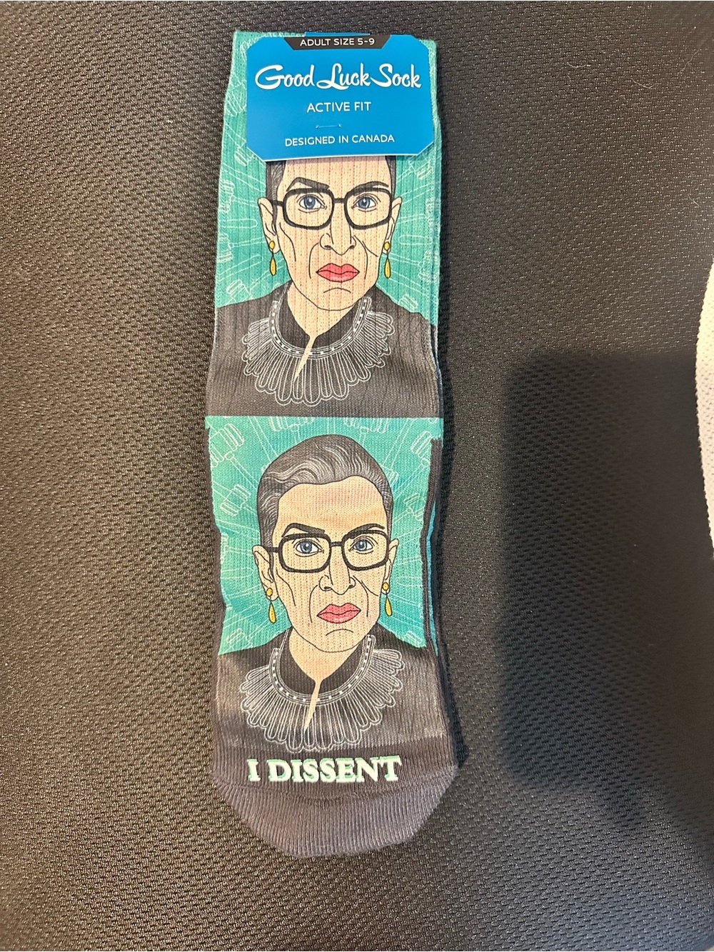 Teal Graphic Crew Socks - Ruth Bader Ginsburg